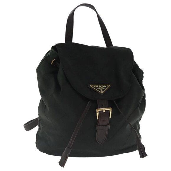 PRADA Backpack Nylon Green Gold Auth bs19006 - Picture 1 of 16